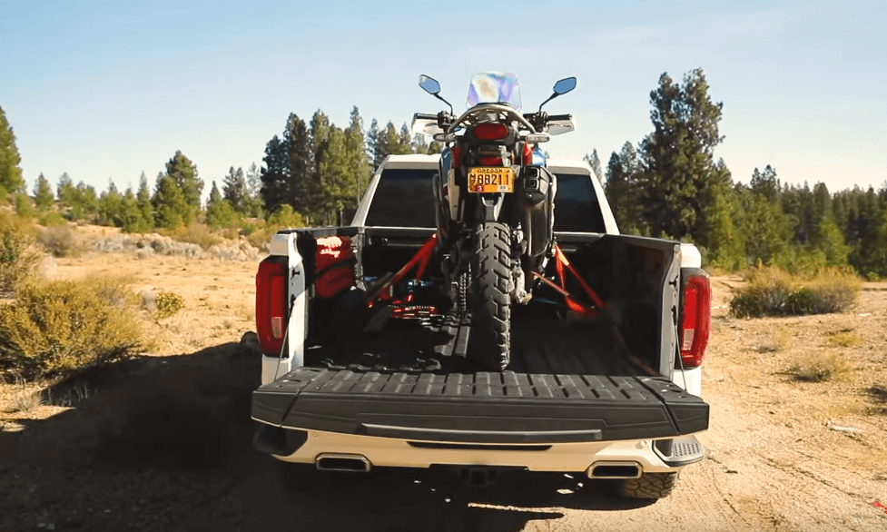 Dirt bike and truck to be positioned correctly