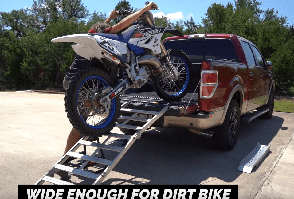 loading a dirt bike in a truck - Use a ramp wide enough for a dirt bike